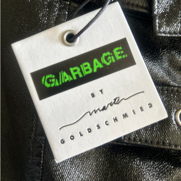 MARTI GOLDSCHMIED GARAGE NWT Sophie Buckle Liquid Leather Textured Mini Skirt L - Picture 4 of 5